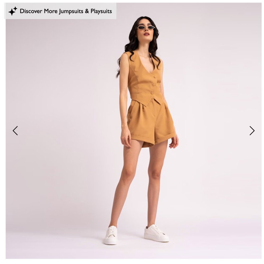 Bluzat Camel Suit Vest with Shorts - Size Small - Never Worn